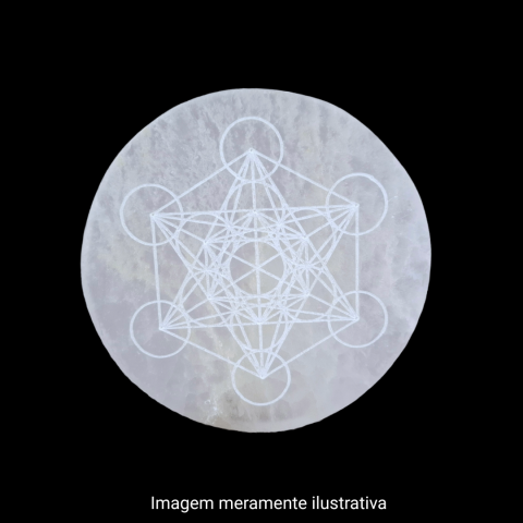 Placa Redonda de Selenita Metatron - 10cm  - Unidade